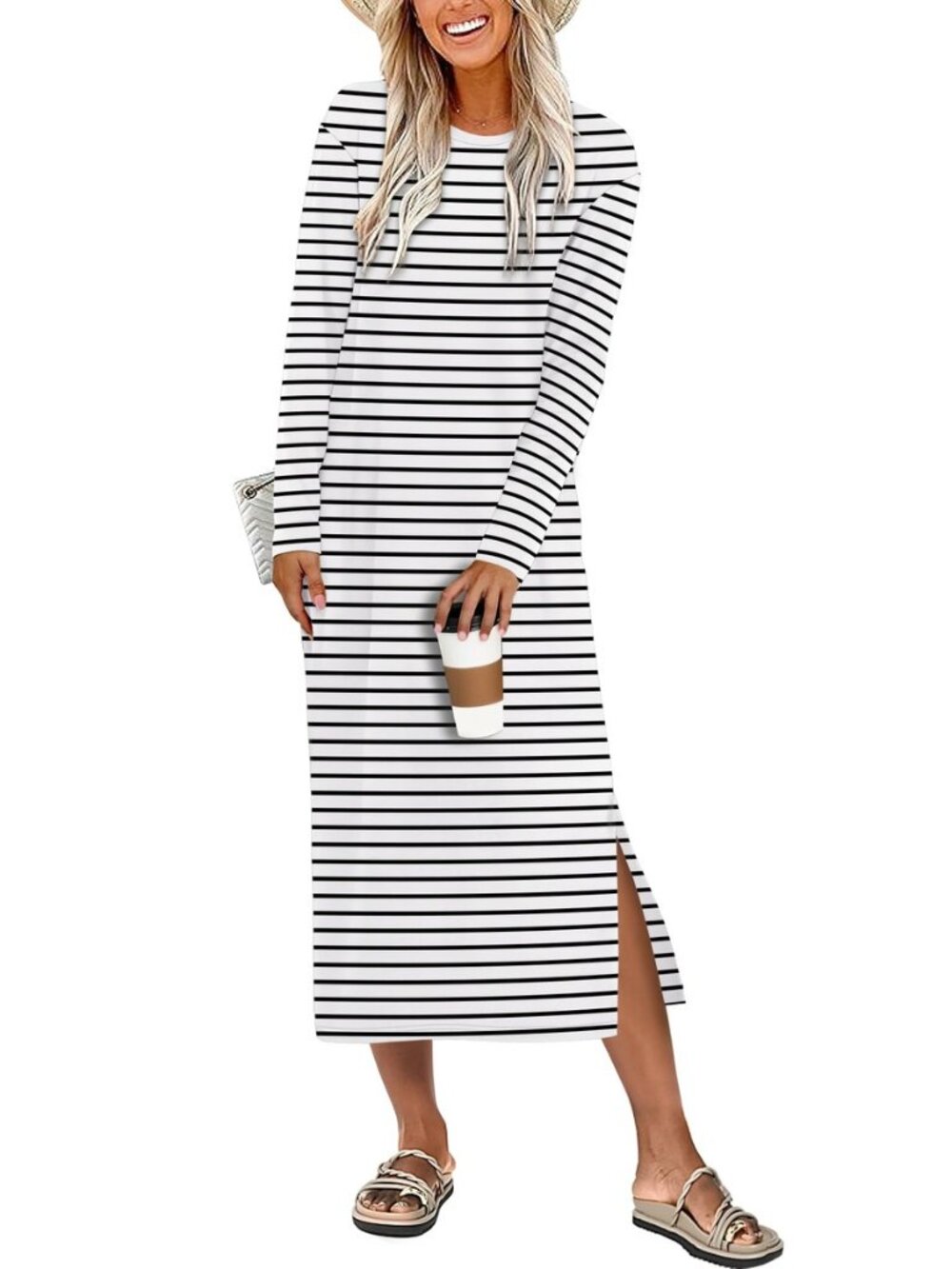 Long Sleeve Midi Dresses for Women Fall T Shirt Dress